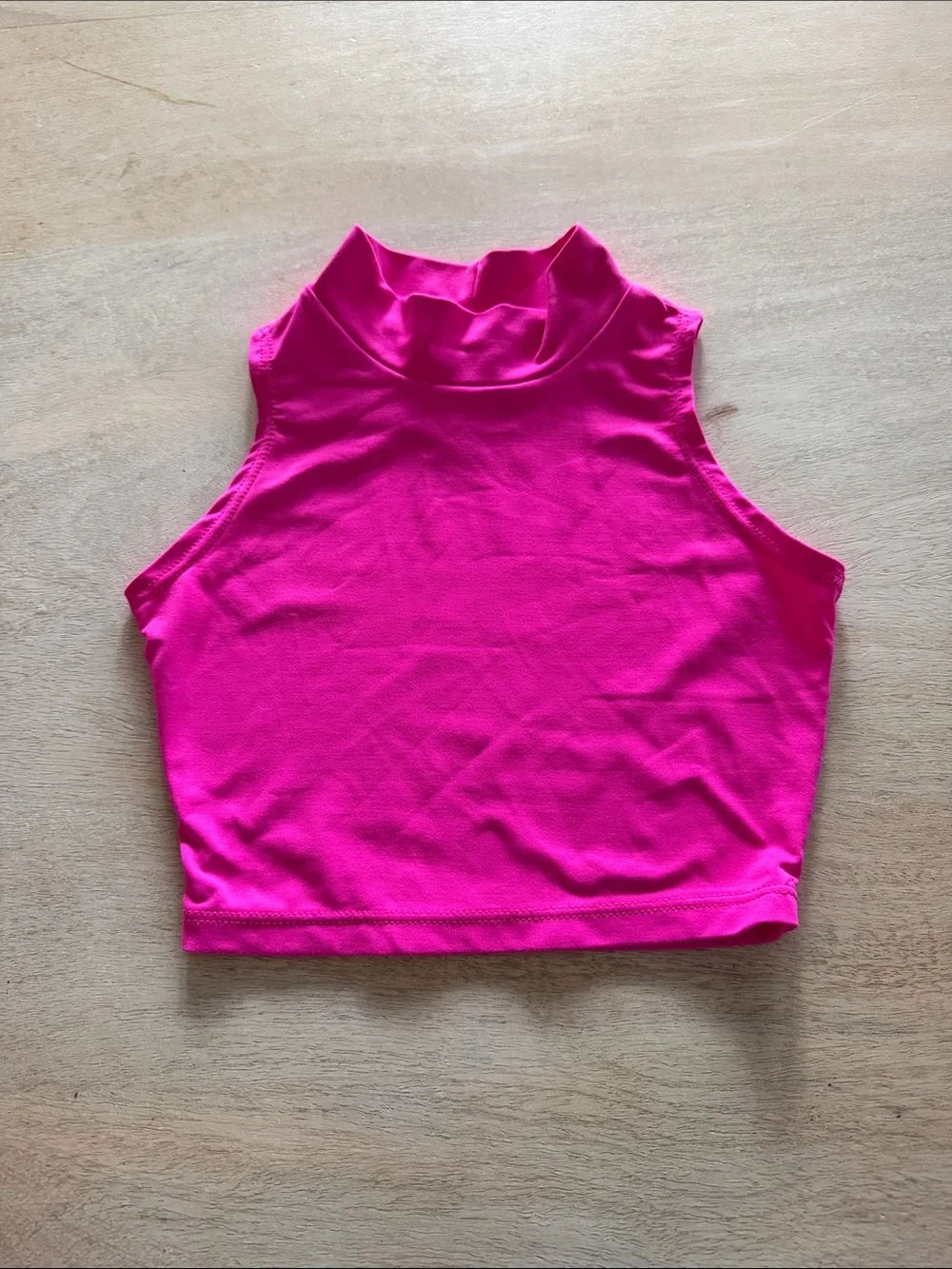 Hot Pink Mock Neck Crop Tank